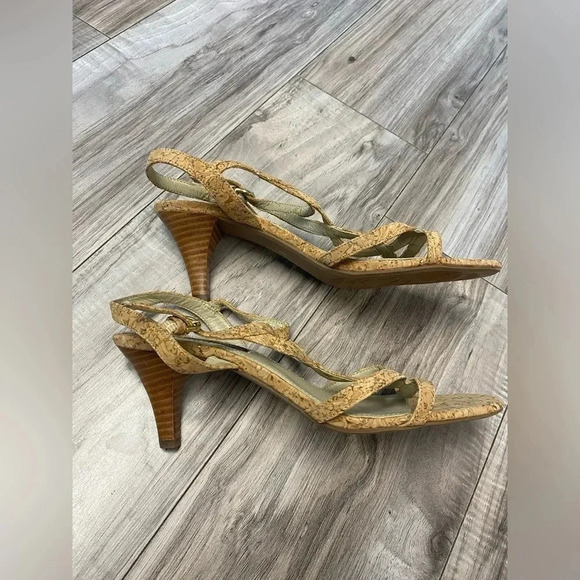 NEW Adrienne Vittadini AV Lane Cork Heeled Strap Sandals Size 8 Natural Open Toe - Picture 5 of 9
